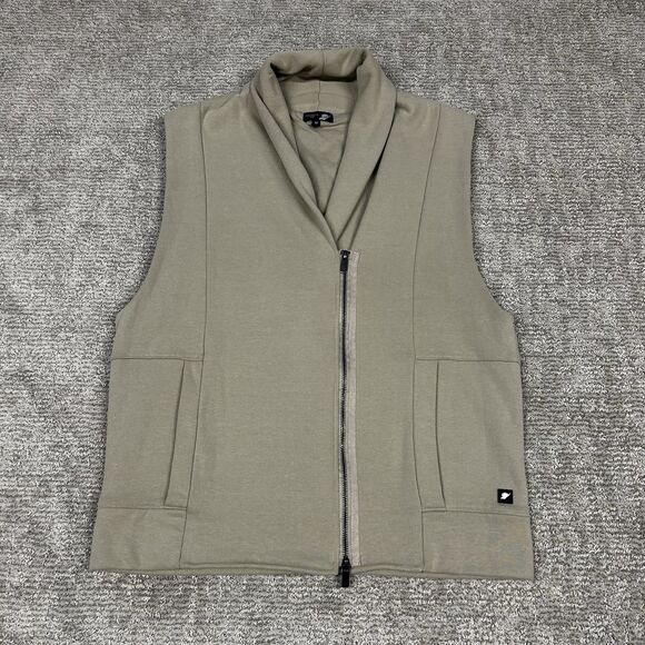 Fundamental Coast Zip Front Kelly Vest Womens Medium Sweatshirt Shawl Collar Tan - Picture 1 of 9